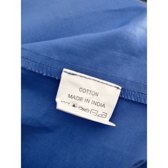 eShakti Dress Midi Size 1X 16W Embroidery Cotton Boho Peasant Hippie Office Blue - Picture 10 of 11